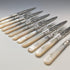 1900 British antique pure silver blades, mother of pearl handles, dessert cutlery set of 6, Atkin Brothers